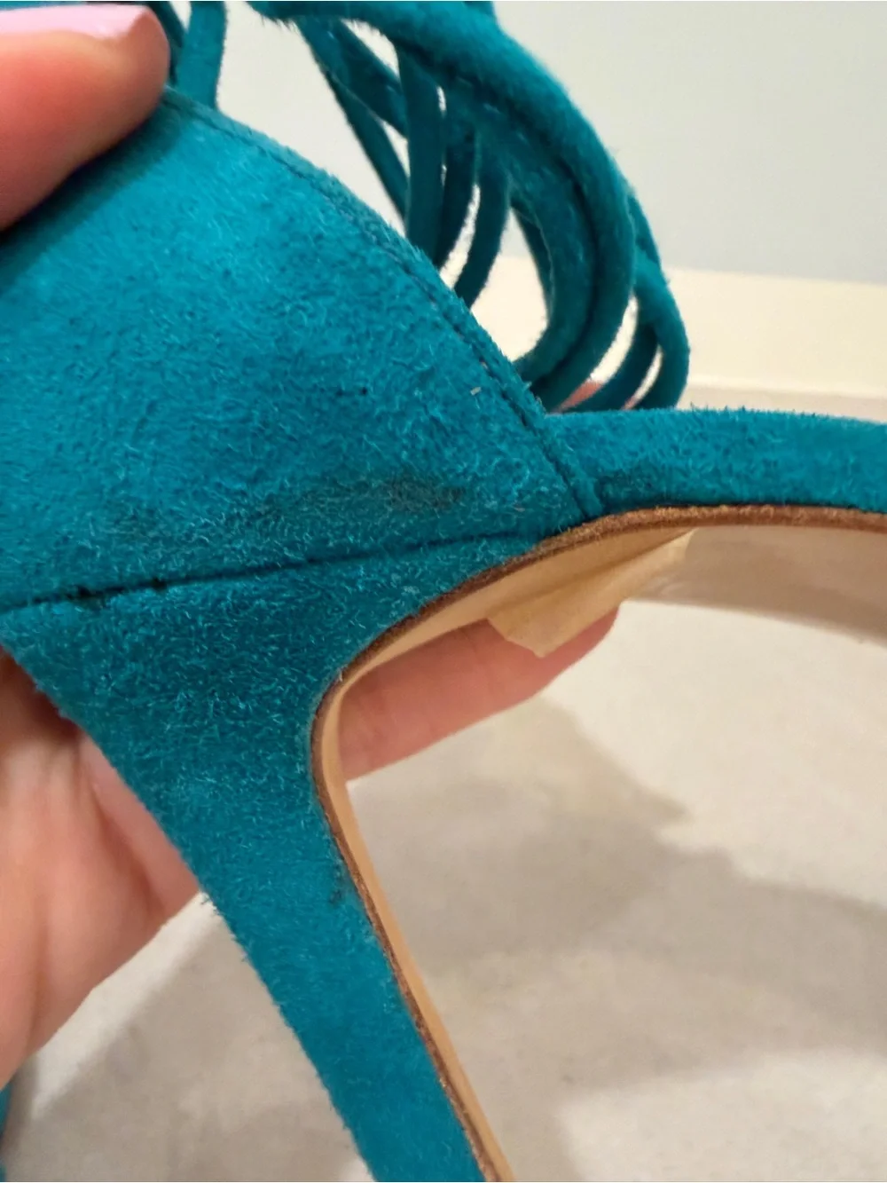 LK Bennett Teal Suede Ankle Wrap Heels Made in Spain 40 (US 8.5/9) NWOT